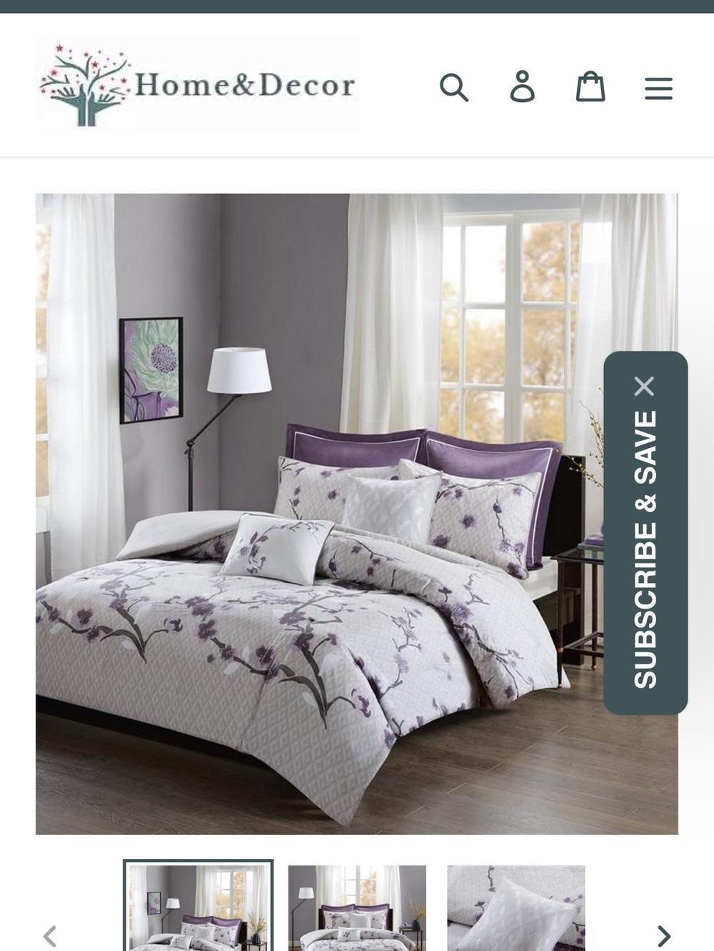 Madison Park Purple and Cream Floral Comforter Set